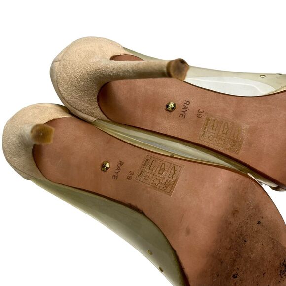 Raye Revolve Stiletto Heels Women’s Size 9 Neutral Suede PVC Pointed Toe - Picture 11 of 13